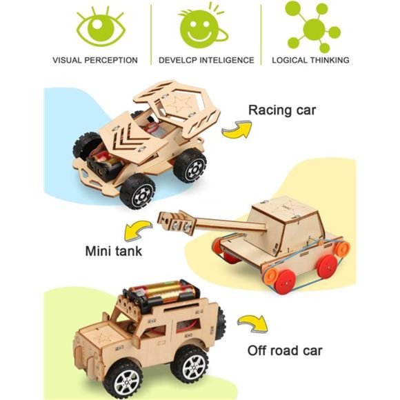 5 in 1 STEM Kit, Wooden Model Car Kits for Kids Ages 8-12, 3D Puzzles - Picture 3 of 6